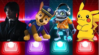 WEDNESDAY ADDAMS vs PAW PATROL vs CRAZY FROG vs PIKACHU | Tiles Hop EDM RUSH screenshot 5