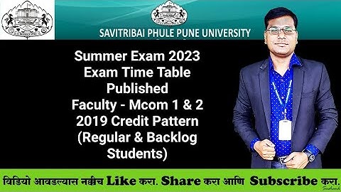 Sppu - Mcom 1 & 2 Year 2019 Credit Pattern - Exam Time Table Published - Summer Exam 2023