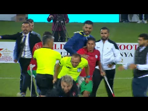 لقطة طرد لاعب مغربي بعد محاولته "ضرب" الحكم احتجاجا على تحيزه لتركيا || كأس العالم لمبتوري الأطراف