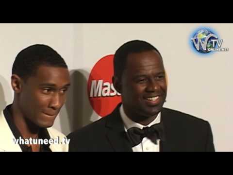 Brian McKnight and son arrive at Clive Davis 2010 ...