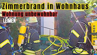 Großeinsatz wegen Zimmerbrand in Leimen – Ursache noch unklar