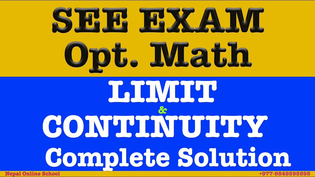 SEE Optional Math Limit and Continuity Complete Solution | SEE Math ...
