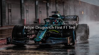 Felipe Drugovich's first F1 test in the Aston Martin AMR21