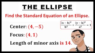 STANDARD EQUATION OF AN ELLIPSE WITH GIVEN CENTER AND LENGTH OF MINOR AXIS || CONIC SECTION