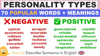 PERSONALITY TYPES! - 70 Popular Positive + Negative English Vocabulary Words (meanings and phrases)