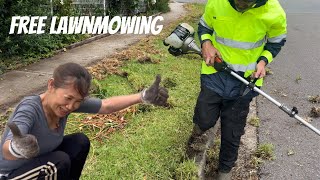 Her reaction to me fixing her overgrown lawn for free was priceless. #lawncare #free #garden #diy