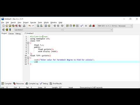 Temperature in Fahrenheit and display it in Celsius, using class in C++