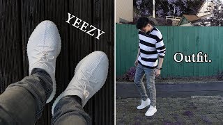 yeezy boost 350 v2 white outfit