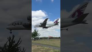 Qatar Airlines A380-861 Landing Into London Heathrow Airport