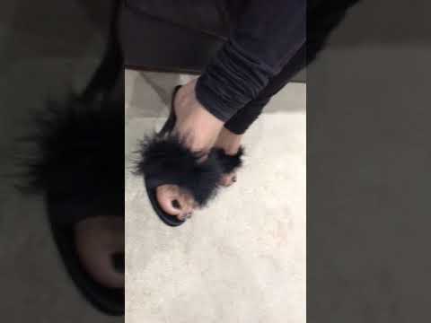 Sexy indian feet in pleaser bedroom slippers with black ...