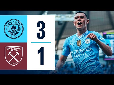 HIGHLIGHTS! PREMIER LEAGUE WINNERS | Man City 3-1 West Ham | Foden (2), Rodri, Kudus goals