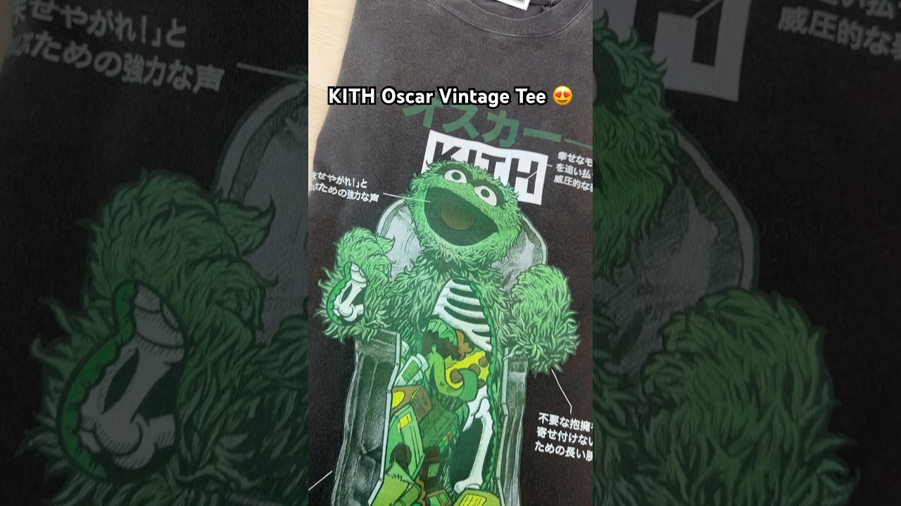 Kith x Sesame Street★Oscar The Grouch ロゴ 半袖Tシャツ UP CLOSE with the KITH Oscar the Grouch Vintage Tee! #kith