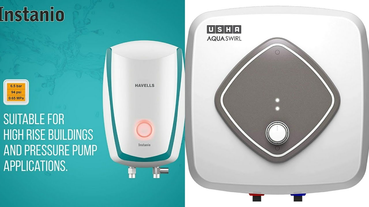Usha Aqua Swirl u0026 Havells Instanio instant Gyser Unboxing and Installation  - YouTube