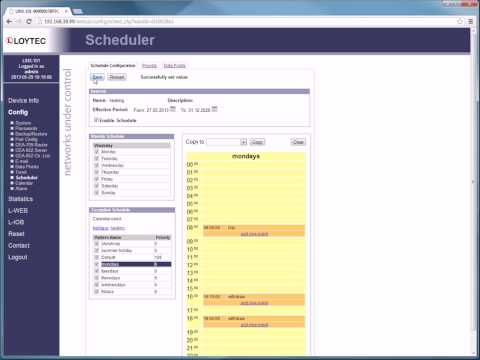 LOYTEC - How to operate a scheduler on the web interface of a L-INX Automation Server [A004]