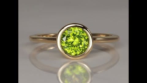 Bezel Set 1.37ct Round Peridot in 14k Yellow Gold