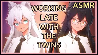 Working Late with the Twins | ASMR | [ writing sounds ] [ brushing ] [ whispers ]