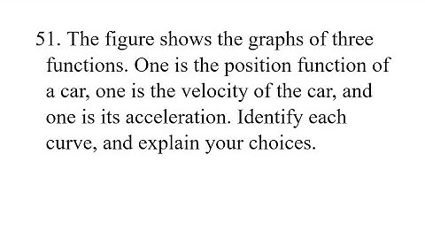 51. The figure shows the graphs of three functions. One is the position function of a car, one is