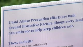 Blue pinwheels for child abuse prevention