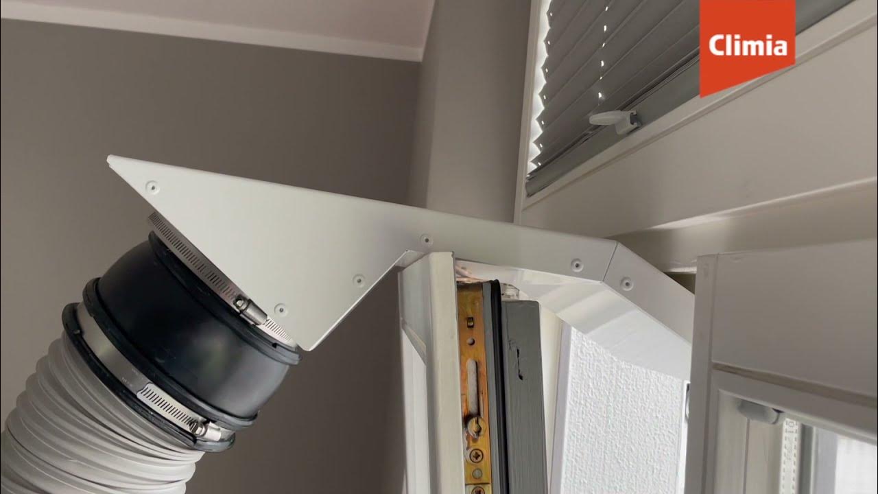 Climia Fensterdurchführung mit Kupplung an einen 150mm Abluftschlauch mobiles Klimagerät