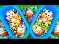 Satisfying ASMR | Rainbow Glossy Candy in 2 Blue Bathtubs With Squishy Balls & Magic Slime Cutting