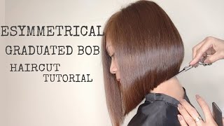 How To Cut: Asymmetrical Graduated Bob // Medium Length // Full Haircut