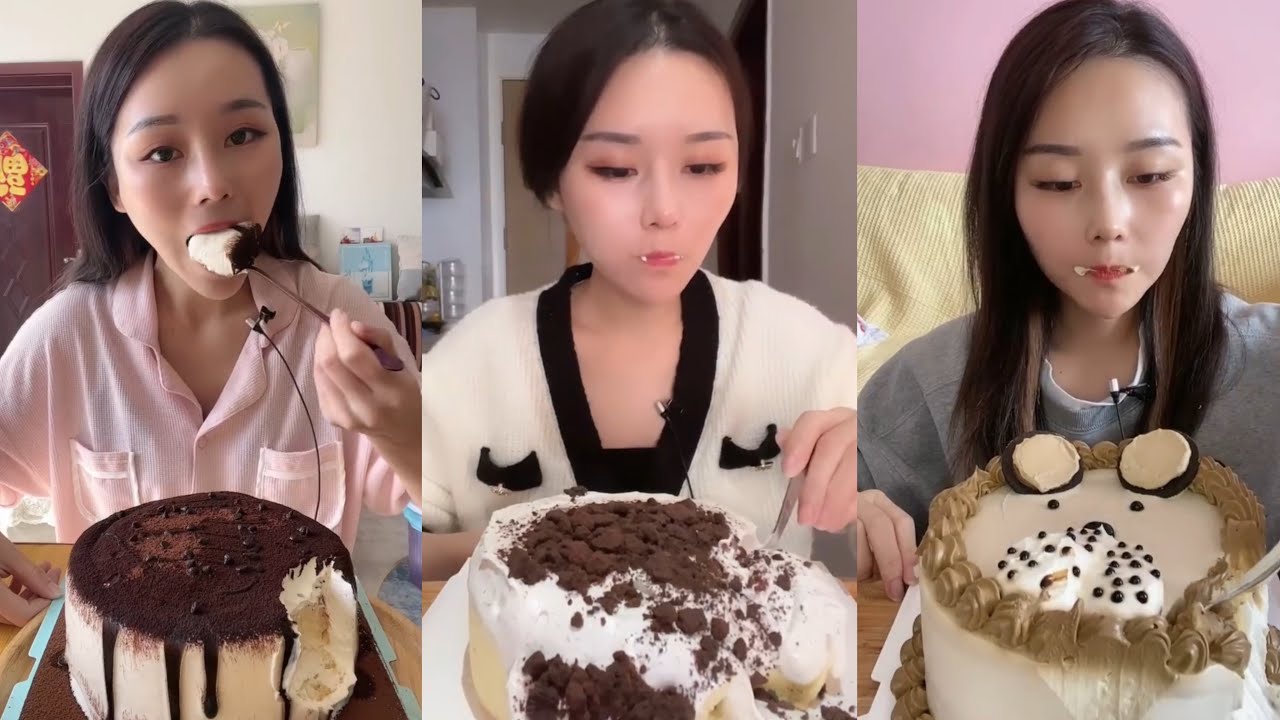 ASMR MUKBANG - MUKBANG SOUND - CHOCOLATE CREAMY CAKE EATING