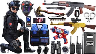 Special police weapon unboxing video, AK47 gun, AK47guns, unboxing toy video, gas mask,axe, pistol