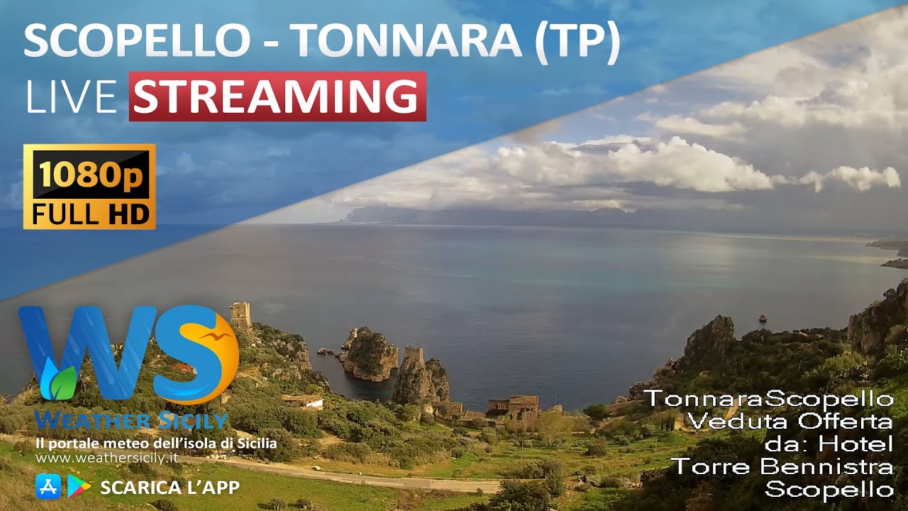 🔴 Scopello live webcam - Panoramica Tonnara/Faraglioni da Hotel Torre Bennistra