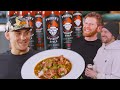 Dustin poirier makes gumbo  talks ufc w hot ones sean evans and heatonist founder noah chaimberg