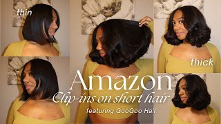 how to | easy Amazon clip-in hair extensions install for short, bob length hair | Kesi Shaunice