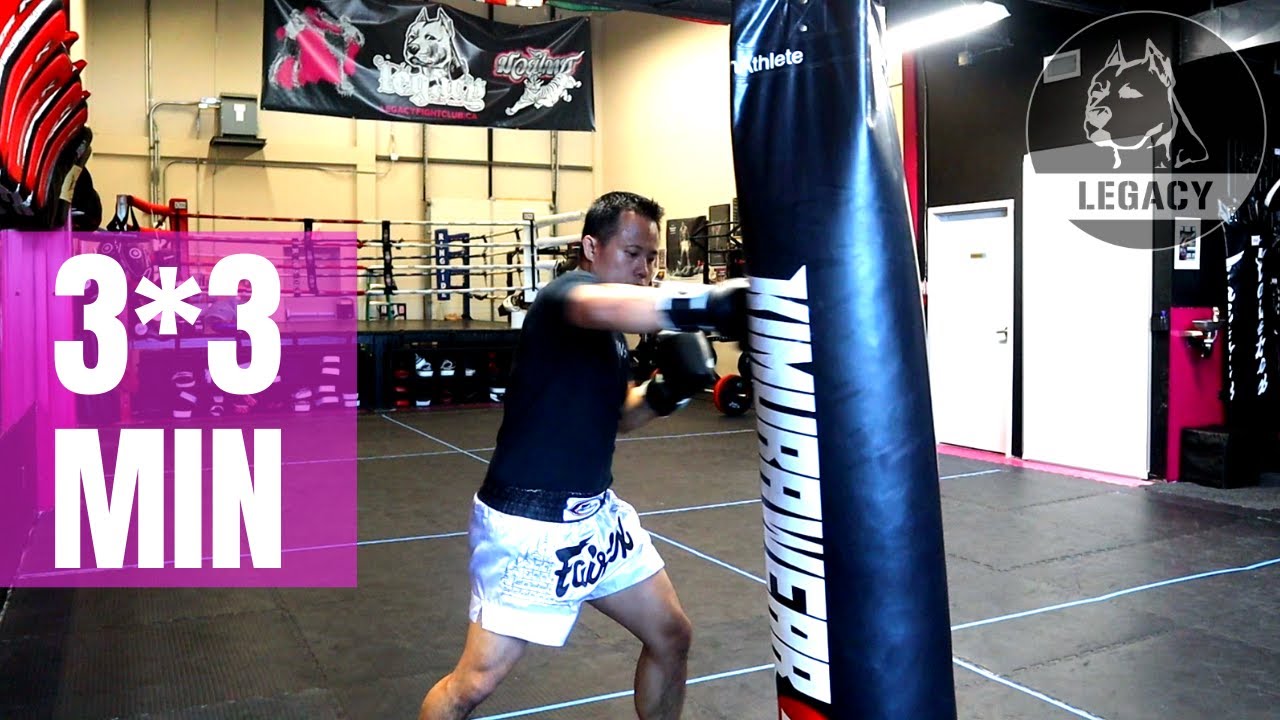 3*3 min Basic Muay Thai/Boxing Combinations HEAVY BAG ROUNDS (workout