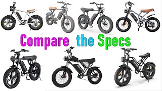 Compare 7 eBikes  Engwe M20 vs Jansno X50 vs Maxfox X1 vs Ridstar Q20 vs Ouxi v8 vs HappyRun G50