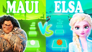 Maui You're Welcome Vs Elsa All is Found - Tiles Hop EDM Rush!