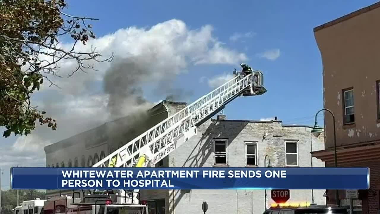 One taken to hospital after apartment fire in Whitewater - YouTube