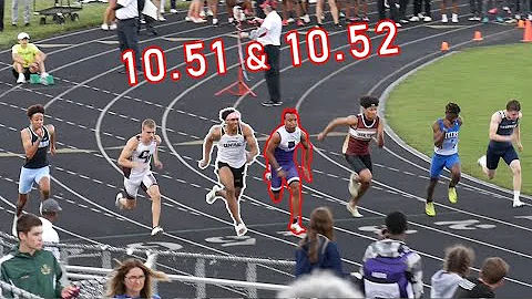 Justin Braun vs. Troy Lane in Boys 100m Dash Final...