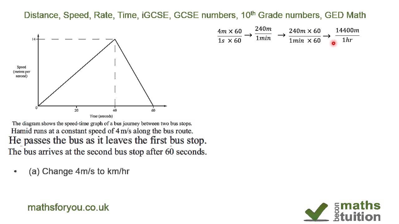 Distance, Speed, Rate, Time, iGCSE, GCSE numbers, 10th ...