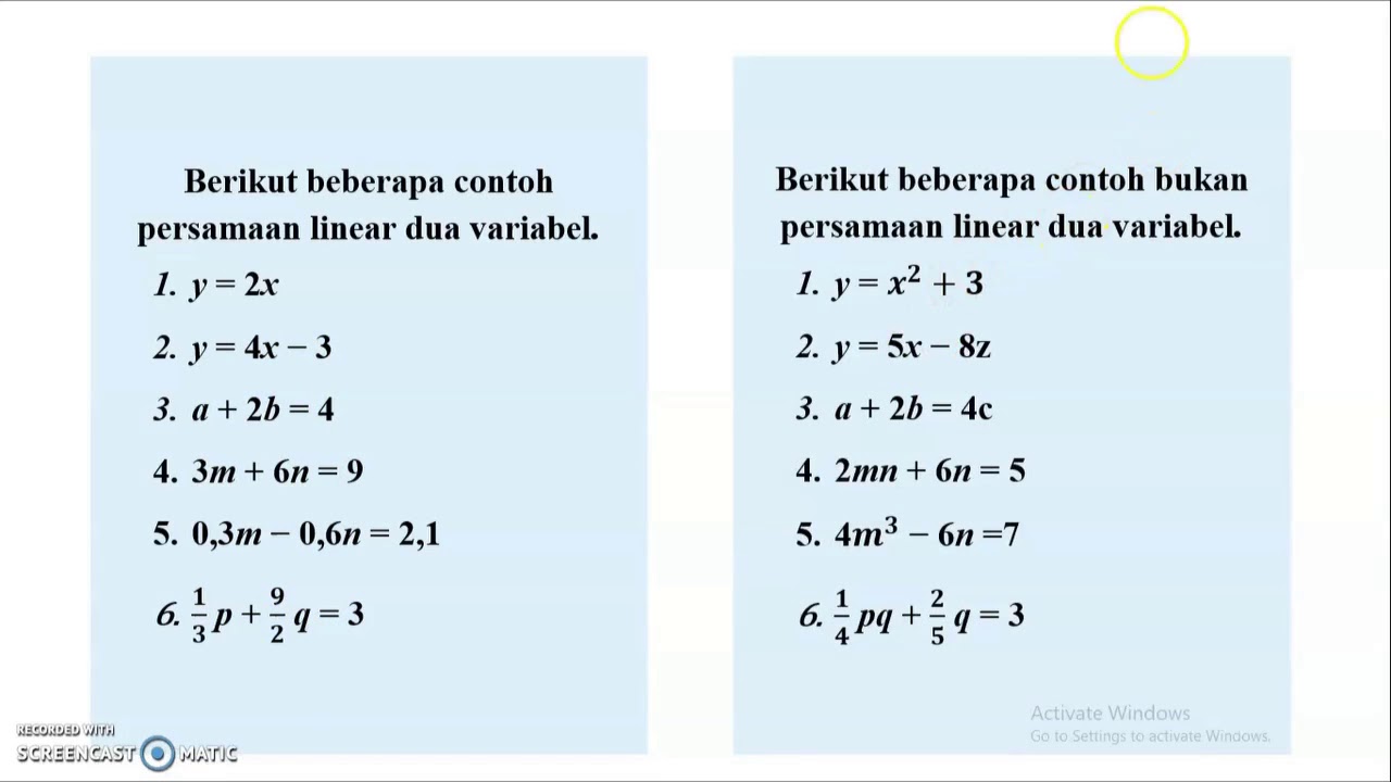 Cara Mudah Memahami Konsep Persamaan Linear Dua Variabel Youtube
