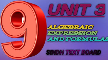 UNIT 3 ALGEBRAIC EXPRESSION AND FORMULAS EX 3.1 Qno 3 ( PART 4 TO 6 ) CLASS 9 SINDH TEXT BOARD