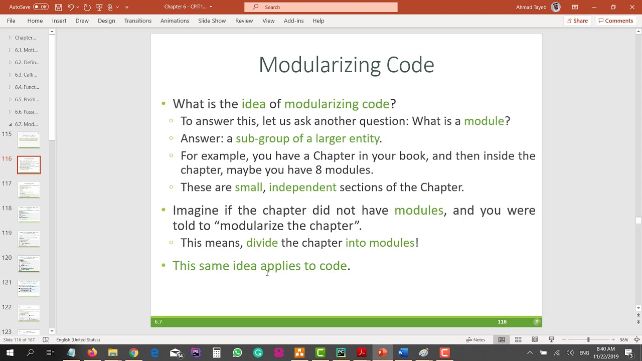 CPIT110 Chapter 6 (#80): 6.7 Modularizing Code - Part 1 of 2 - YouTube