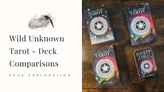 Comparison of 4 Editions of The Wild Unknown Tarot by Kim Krans