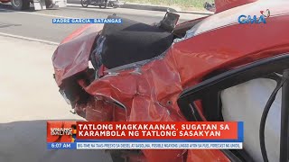 Tatlong magkakaanak, sugatan sa karambola ng tatlong sasakyan