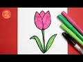 رسم زهرة التوليب بالرصاص والخطوات | رسم سهل | تعلم رسم وردة | Drawing a Tulip 🌷