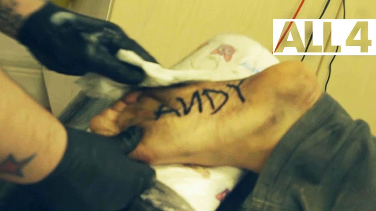 Guy gets painful 'Andy' Toy Story tattoo on foot. Is he now one of Andy's  toys? - YouTube