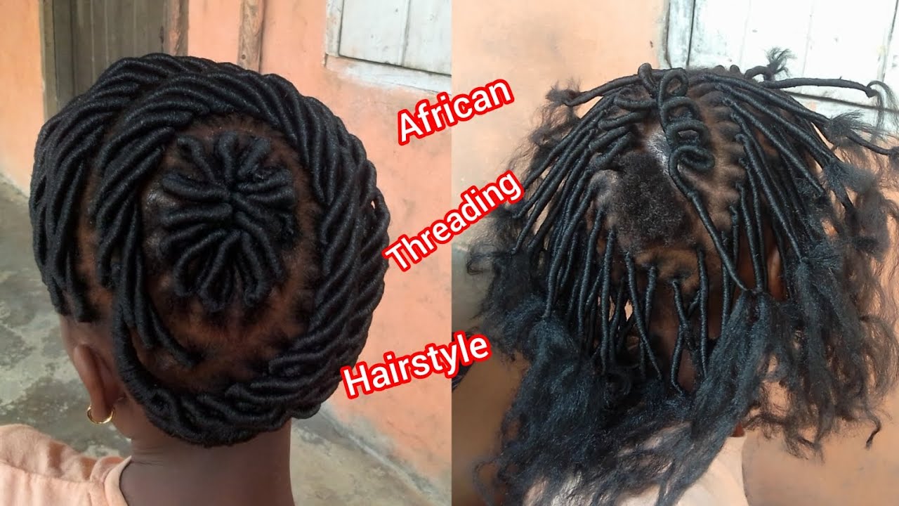 A step by step african threading hairstyle tutorial for beginners#hairstyle #africanthreading 