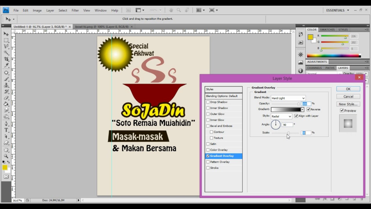 belajar desain  grafis  membuat  pamflet sederhana adobe 