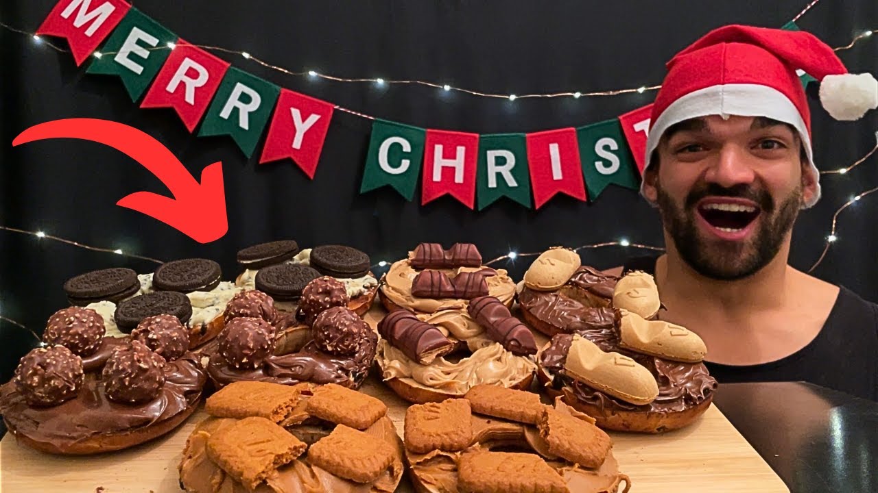 CHRISTMAS MUKBANG, NUTELLA CHOCOLATE, KINDER BUENO, BISCOFF, FERRERO ROCHER ON TOAST, CHRISTMAS 2023