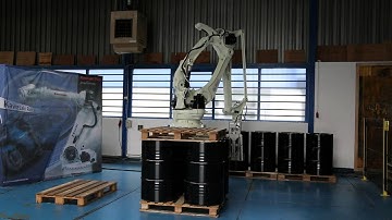 Kawasaki CP500 palletising drums 14 8 2015