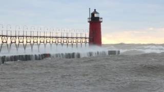 Lake Michigan Gale at South Haven MI 11-19-2016 (raw footage)