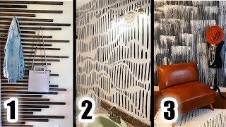 3 DIY ACCENT WALLS| Hand painted faux wallpaper and slatted wall