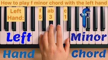 Piano Lesson 143: How to play f minor chord with the left hand step by step play along tutorial